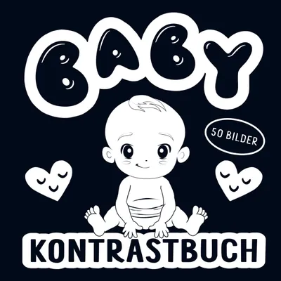 Produktbild von Kontrastbuch Baby - Schwarz Weiß Buch mit 50 niedlichen Bildern