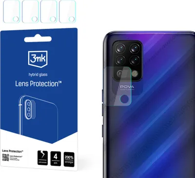 Produktbild von 3mk Hybridglas Lens Protection für Tecno PovaKamera Objektiv Kameralinse  0,16mm 6H (4 Stück)