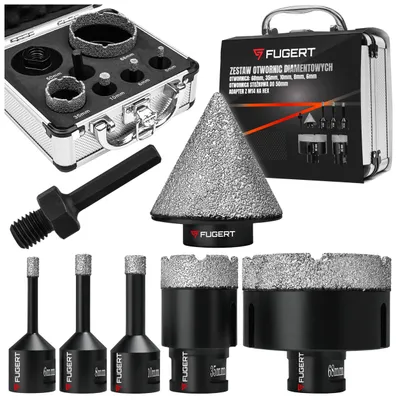 Zdjęcie produktu dla Otwornice Diamentowe Do Gresu M14 6-68Mm +Stożek 50Mm