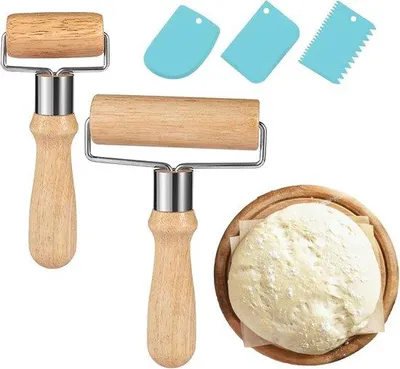 Produktbild von Holz Nudelroller 2er Set mit Schaber für Backen