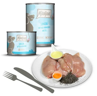 Zdjęcie produktu dla MjAMjAM 6x800g bezzbożowa mokra karma dla szczeniąt z kurczakiem i jajkiem