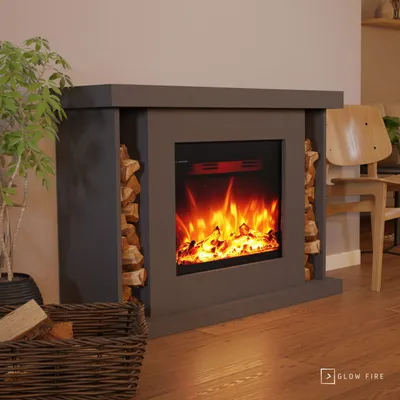 Produktbild von Glow Fire Elektrokamin 'Tarvos' | LED Standkamin in schwarz mit Heizung (1500 W) | HxBxT: 84x120x38 cm