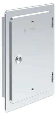 Produktbild von EW-FU Edelstahlkamintür 300 x 200 mm mit Schiebestutzen 60 mm (schräg)