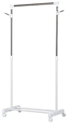 Immagine prodotto di Portaabiti mobile con altezza regolabile e ripiano per scarpe | Colore: Bianco