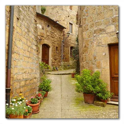 Produktbild von Wallario selbstklebende Möbelfolie/ Tischdecke für Innen und Außen, Größe: 90 x 90 cm - Weg durch die Altstadt - Toskana in Italien