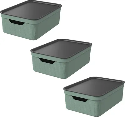 Produktbild von Set Deko Box mit Deckel A4/10 L JIVE, Farbe:Reseda green ged.