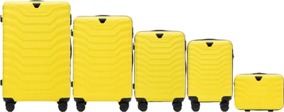 Produktbild von Wings PEAFOWL Gelb: Elegantes 5er Kofferset aus strapazierfähigem ABS+