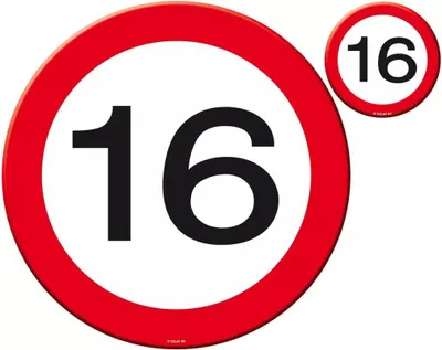 Produktbild von 16. Geburtstag Verkehrsschild 4 Platzsets und Becheruntersetzer