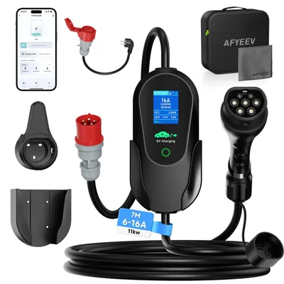 Produktbild von Ladekabel für Elektroautos, mobile Wallbox – 11 kW, Stecker Typ 2 – 7 Meter Kabellänge