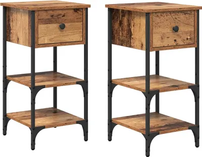 Image de Cabinet de chevet avec tiroir 2 pcs Marron 33,5 x 36 x 70 cm