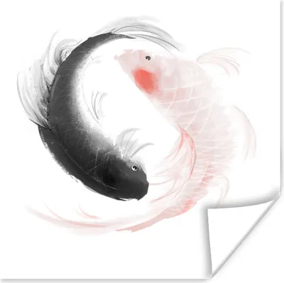 Produktbild von MuchoWow® Poster Eine Illustration des Yin und Yang Logos mit Fischen 75x75 cm - Wand Dekoration