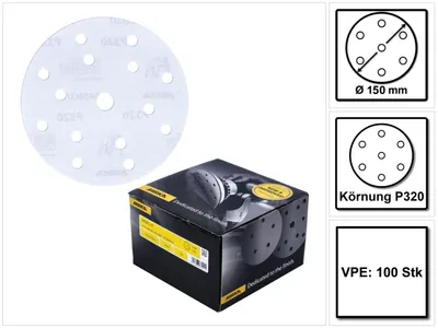 Produktbild von Mirka BASECUT Schleifscheiben 150 mm P320 100 Stk. ( 2261109932 ) Grip 15 Loch