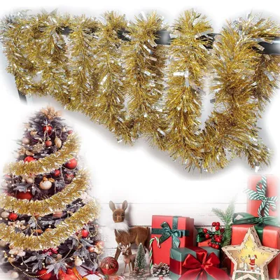 Immagine prodotto di Ghirlande decorative natalizie, 4 pezzi, lunghezza 2 metri, colore oro