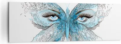 Produktbild von Bild auf Leinwand - Leinwandbild - Illustration Gesicht Schmetterling Wimper - 160x50cm - Wand Bild - Wanddeko - Leinwanddruck - Bilder - Kunstdruck - Leinwand bilder - Wandkunst - AB160x50-3026