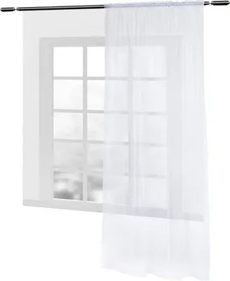 Produktbild von WOLTU Gardinen transparent mit Kräuselband Stores Voile (1 Stück) : Weiß 140x225 cm Farbe: Weiß Größe: 140x225 cm
