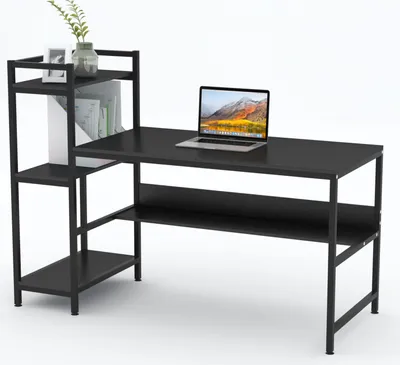 Produktbild von Dripex 136x60x111cm Holz Schreibtisch mit Ablage für Home Office (Schwarz)