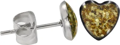 Produktbild von Ohrstecker Chirurgenstahl glitzerndes Herz Farbe - Gold