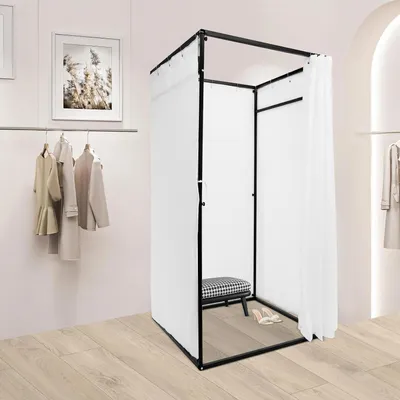 Productafbeelding van Mobiele Paskamer - Tijdelijke Kleedkamer - Privacy Creëren - Verduisterende Linnenstof - 100x100x200 cm - Wit