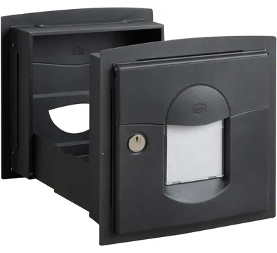 Image de Boîte aux lettres normalisée à encastrer 2 portes - Soléa - acier gris mat