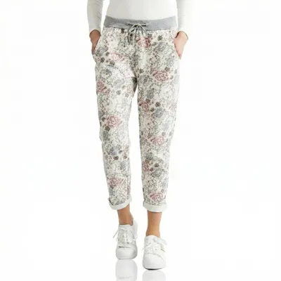 Produktbild von Damen Jogginghose Baumwolle Sporthose Stretch Freizeithose Sommer, Boyfriend Style 95% Baumwolle & Stretch, Print Sweathose Edelheld Gr.44-46