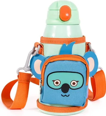 Produktbild von Milk&Moo Jungle Friends Edelstahl-Trinkflasche, 550 ml, mit Tasche