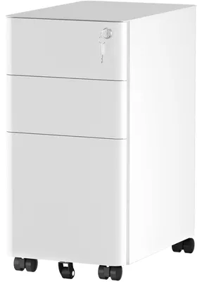 Image de Armoire à dossiers verrouillable avec 3 tiroirs - Armoire de bureau mobile pour documents