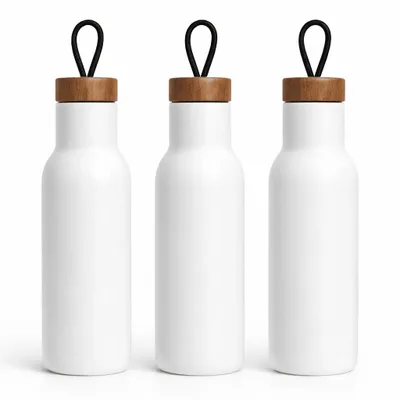 Produktbild von 3 Edelstahl Trinkflaschen Isolierflasche Wasserflasche Thermosflasche 400ml weiß