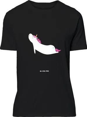 Produktbild von Mr. & Mrs. Panda Größe XXL T-Shirt Einhorn Yoga - Schwarz - Geschenk, Einhörner, Namaste, Unicorn, Sport, mit Spruch, Übergrößen Herren, Shirt, Tshirt, Witzig, Oversize