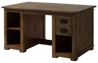 Produktbild von MASSIVMOEBEL24 Schreibtisch Mango 140x80x76 braun lackiert RAILWAY #461