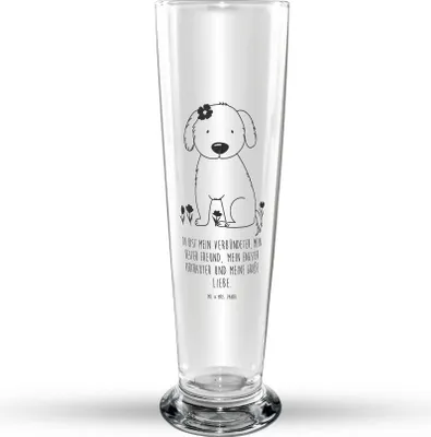 Produktbild von Mr. & Mrs. Panda Bier Glas Hund Dame - Transparent - Geschenk, Hunde, Vierbeiner, Bierglas, Sprüche, Trinkglas, Glasbecher, Lieb, Liebe, Glasbierglas, Bierbecher