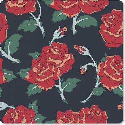 Produktbild von MuchoWow® Mauspad Mousepad Rosen - Blume - Muster - Rot 30x30 cm - Mousepads - Maus Mat - Pad - Mausunterlage - Gaming