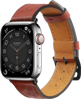 Produktbild von HQWear Armband Leder für Apple Watch SE, 8, 7, 6, 5, 4, 3, 2, 1 (41, 40, 38 mm), rot