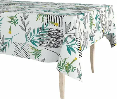 Productafbeelding van Exma tafelkleed, wastafelkleed | Vlekbestendig PVC-tafelkleed | Waterdicht en slijtvast | Gemakkelijk schoon te maken | Tafelkleed voor keuken en woonkamer | 100cm x 140cm | Bamboe bladeren, wit