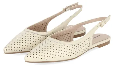 Image de Apple of Eden, ballerines plates pour femmes, modèle DEEN, couleur beige, en cuir lisse, taille 42