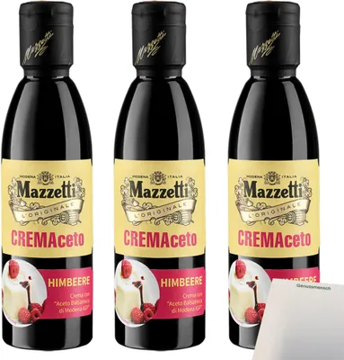 Produktbild von Mazzetti CREMAceto Balsamico Himbeere 3er Pack (3x250ml Flasche) + usy Block