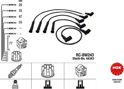 Image de Jeu de câbles d'allumage NGK pour véhicules avec distributeur d'allumage 44343