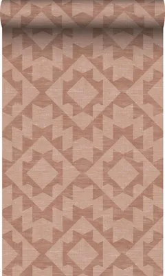 Productafbeelding van Origin Wallcoverings behang linnen-look aztecpatroon roze 50 x 900 cm