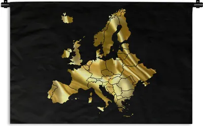 Produktbild von MuchoWow® Wandteppich Wandbehang Karte von Europa - Gold 120x80 cm Tapisserie Dekoration Wandtuch - Wanddekorationen - Wandtücher