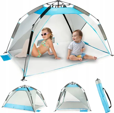 Produktbild von Outtec® Strandmuschel - Pop Up Zelt, Strand Sonnenschutz, Windschutz, Strandzelt, Beach Tent - 190x125x100 cm - für Baby, Kinder und Erwachsene