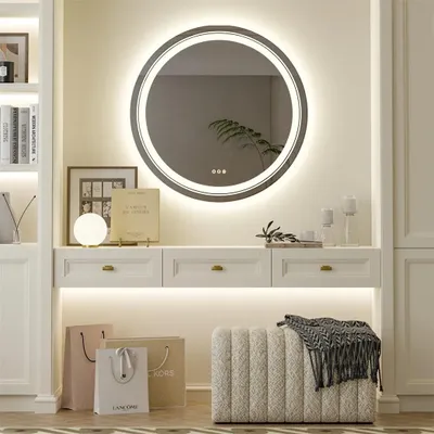 Obrázek produktu pro Kulaté LED zrcadlo – zrcadlo do koupelny – zrcadlo na líčení – osvětlené zrcadlo – zrcadlo proti zamlžování – 60 cm
