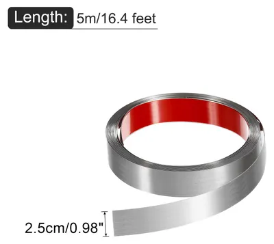 Produktbild von Wandabschlussleiste, 16,4 ft x 0,98 in Edelstahl selbstklebend Metallisierte gebš¹rstete Oberfl?che Streifen Rand Rahmen fš¹r Heimwerkerdekoration, Silber