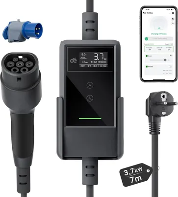 Obrázok produktu pre Prenosná nabíjačka EV 3,7 kW typ 2 pre 230 V zásuvku Schuko 7 m App