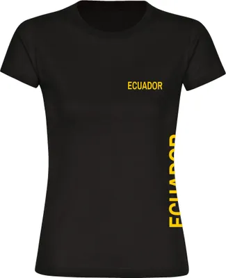 Produktbild von multifanshop Damen T-Shirt - Ecuador - Brust & Seite, schwarz, Größe XL