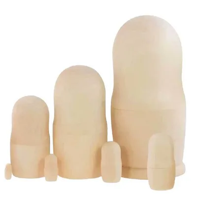 Produktbild von Matrjoschka Matroschka unbemalt Babuschka Rohling  zum selbstbemalen Holz 7 Figuren 16cm hoch