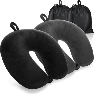Produktbild von com-four® 2x Premium Nackenkissen - Nackenstützkissen mit Memory Foam - Nackenhörnchen für Erwachsene - samtweiches Reisekissen für Flugzeug, Auto, Zug, Schiff und Bus - Einschlafhilfe