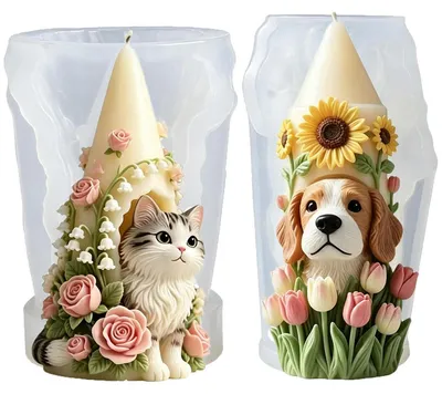 Immagine prodotto di Stampi in silicone 3D a forma di animali, per candele, saponi e decorazioni, confezione da 2 pezzi