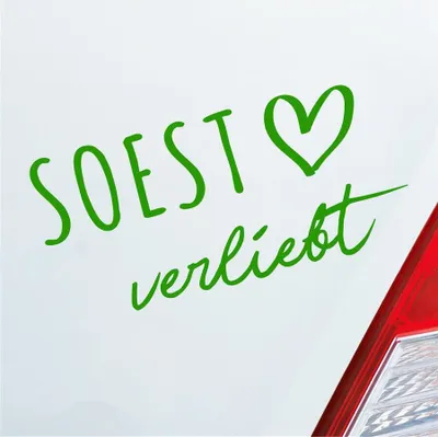 Produktbild von Auto Aufkleber Hansestadt Soest verliebt Herz Stadt Heimat Liebe Car 19x9 cm Hellgrün Sticker Heckscheibenaufkleber