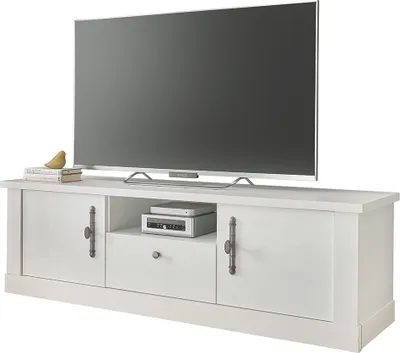 Produktbild von Wohnzimmer Lowboard mit 155 cm Breite in Pinie weiß, Landhaus-Stil - RAPLA-61