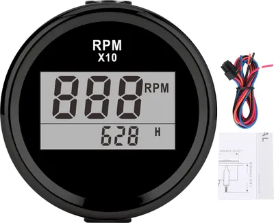 Obrázok produktu pre 0-9990 otáčok za minútu Tachometer Gauge IP67 vodotesný červené podsvietenie 52 mm/2in LCD displej 9-32VČierny kryt ciferníka