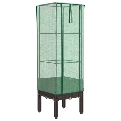 Obrázek produktu pro Vyvýšený záhon se skleníkem ratanový vzhled 40 x 40 x 140 cm